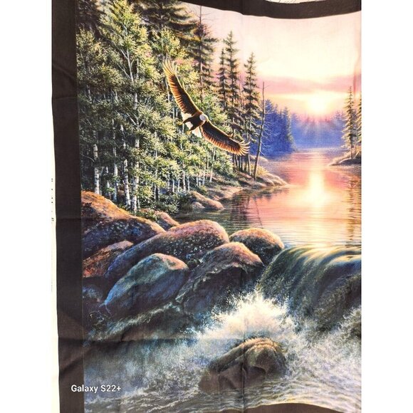 Elisabeths Studio Black 19001 James Meger Birch Fabric Panel 24x44 Eagle Bear Wi - Picture 5 of 8